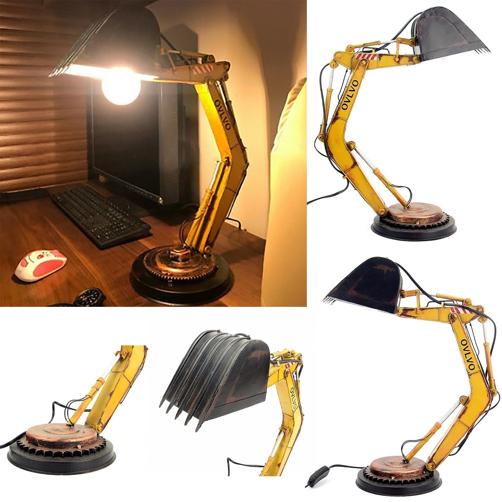 LumoDigger LED Tischlampe – Lustige & Verstellbare Beleuchtung mit Bagger-Design