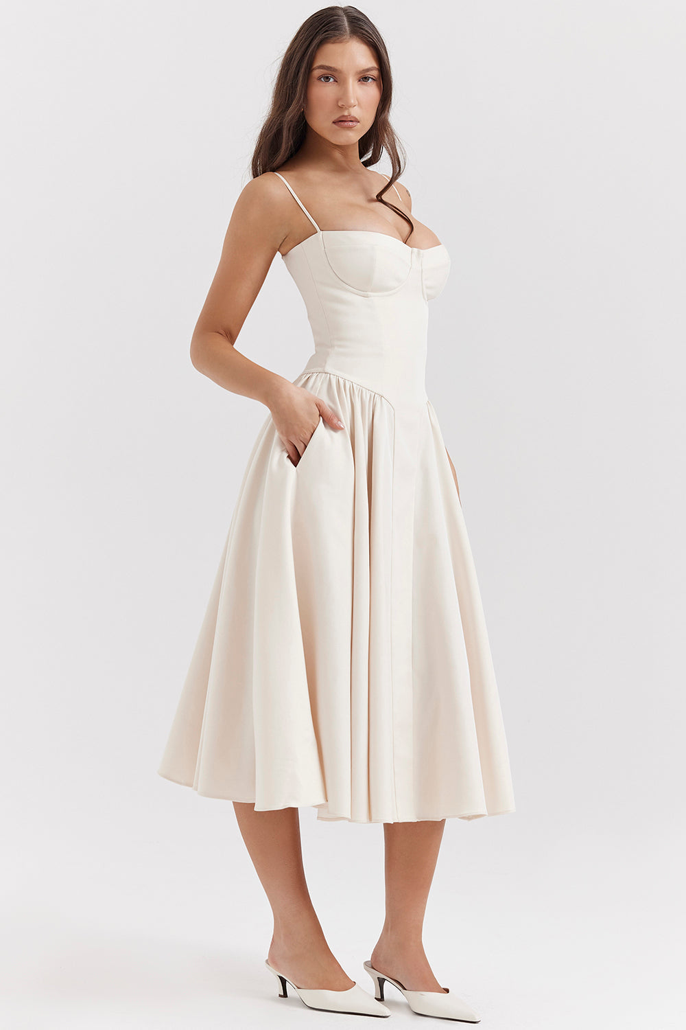 Élodie Verfeinerte Midi-Kleid