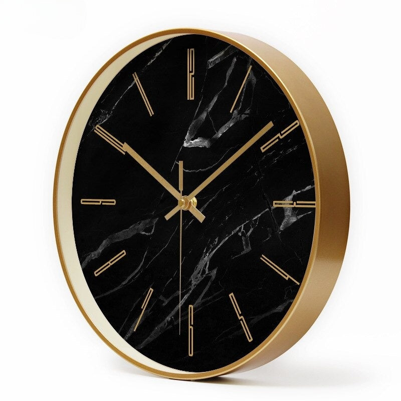 Zeitlose Eleganz – Schwarze Marmor Wanduhr