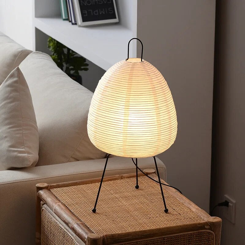 AmbientGlow - moderne Mid-Century Rispapirbordlampe